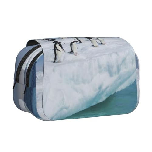 EZDLOWVBA Federmäppchen mit Pinguin-Aufdruck, großes Fassungsvermögen, Federmäppchen mit 2 Fächern, Stifthalter, Organizer, Schreibwaren-Tasche von EZDLOWVBA