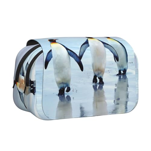 EZDLOWVBA Federmäppchen mit Pinguin-Druck, großes Fassungsvermögen, Stifteetui mit 2 Fächern, Stifthalter, Organizer, Schreibwaren-Tasche von EZDLOWVBA