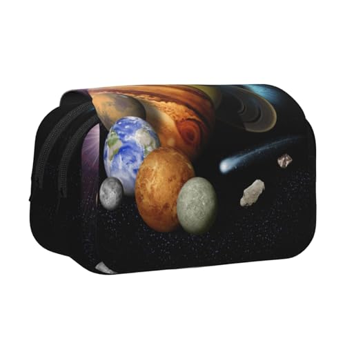 EZDLOWVBA Federmäppchen mit Planetenmuster, großes Fassungsvermögen, Stifteetui mit 2 Fächern, Stifthalter, Organizer, Schreibwaren-Tasche von EZDLOWVBA