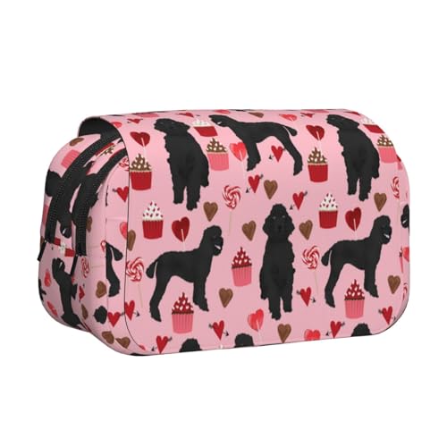 EZDLOWVBA Federmäppchen mit Pudel-Motiv, großes Fassungsvermögen, Stifteetui mit 2 Fächern, Stifthalter, Organizer, Schreibwaren-Tasche von EZDLOWVBA