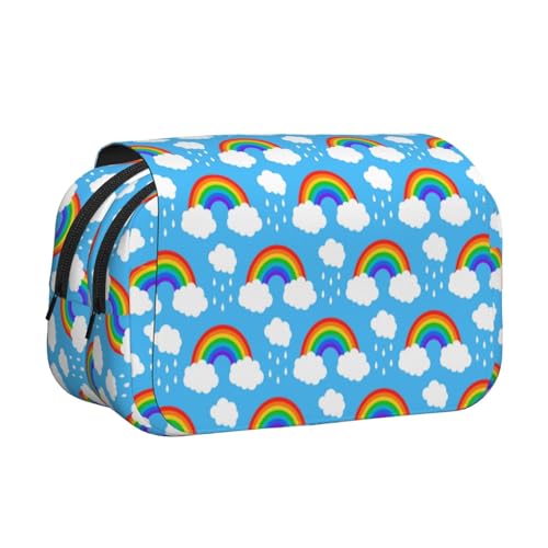 EZDLOWVBA Federmäppchen mit Regenbogen-Wolken-Motiv, großes Fassungsvermögen, Stifteetui mit 2 Fächern, Stifthalter, Organizer, Schreibwaren-Tasche von EZDLOWVBA