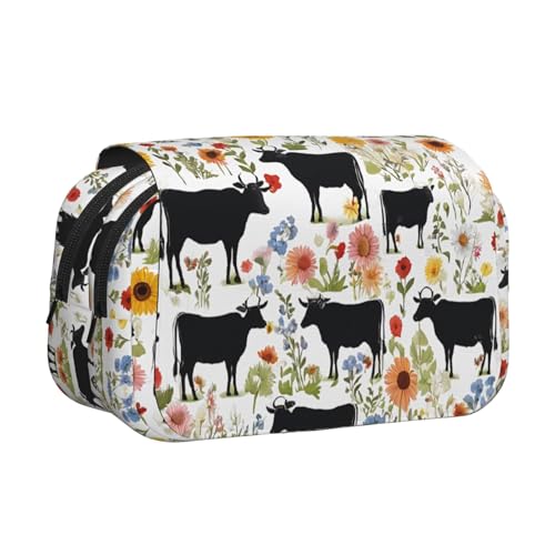 EZDLOWVBA Federmäppchen mit Rinderfarm-Motiv, großes Fassungsvermögen, Stifteetui mit 2 Fächern, Stifthalter, Organizer, Schreibwaren-Tasche EZDLOWVBA Federmäppchen mit Rinderfarm-Motiv, großes Fassungsvermögen, Stifteetui mit 2 Fächern, Stifthalter, Organizer, Schreibwaren-Tasche von EZDLOWVBA