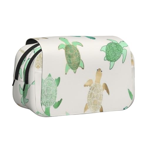 EZDLOWVBA Federmäppchen mit Schildkrötenmotiv, großes Fassungsvermögen, Stifteetui mit 2 Fächern, Stifthalter, Organizer, Schreibwaren-Tasche von EZDLOWVBA