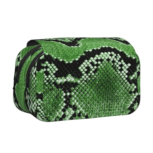 EZDLOWVBA Federmäppchen mit Schlangenleder-Aufdruck, großes Fassungsvermögen, Stifteetui mit 2 Fächern, Stifthalter, Organizer, Schreibwaren-Tasche von EZDLOWVBA