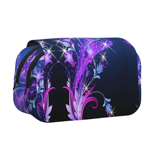 EZDLOWVBA Federmäppchen mit Schmetterlings-Aufdruck, großes Fassungsvermögen, Stifteetui mit 2 Fächern, Stifthalter, Organizer, Schreibwaren-Tasche, Violett von EZDLOWVBA