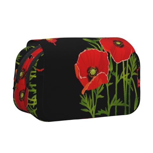 EZDLOWVBA Federmäppchen mit Schmetterlings- und Blumendruck, großes Fassungsvermögen, Stifteetui mit 2 Fächern, Stifthalter, Organizer, Schreibwaren-Tasche von EZDLOWVBA