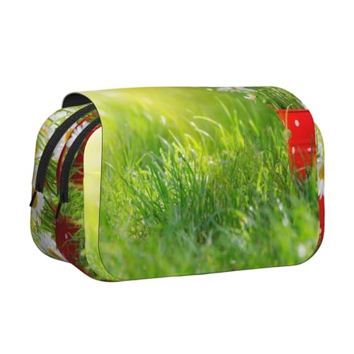 EZDLOWVBA Federmäppchen mit Sommerblumen, Gänseblümchen, großes Fassungsvermögen, Stifteetui mit 2 Fächern, Stifthalter, Organizer, Schreibwaren-Tasche von EZDLOWVBA