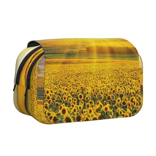 EZDLOWVBA Federmäppchen mit Sonnenblumen-Kunstdruck, großes Fassungsvermögen, Stifteetui mit 2 Fächern, Stifthalter, Organizer, Schreibwaren-Tasche von EZDLOWVBA
