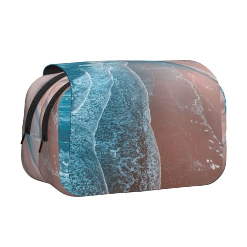 EZDLOWVBA Federmäppchen mit Stranddruck, großes Fassungsvermögen, Stifteetui mit 2 Fächern, Stifthalter, Organizer, Schreibwaren-Tasche von EZDLOWVBA