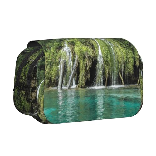 EZDLOWVBA Federmäppchen mit Wasserfall-Druck, großes Fassungsvermögen, Stifteetui mit 2 Fächern, Stifthalter, Organizer, Schreibwaren-Tasche von EZDLOWVBA