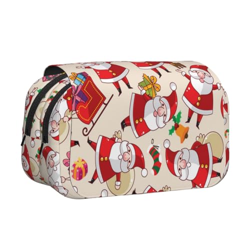 EZDLOWVBA Federmäppchen mit Weihnachtsmann-Motiv, großes Fassungsvermögen, Federmäppchen mit 2 Fächern, Stifthalter, Organizer, Schreibwaren-Tasche von EZDLOWVBA