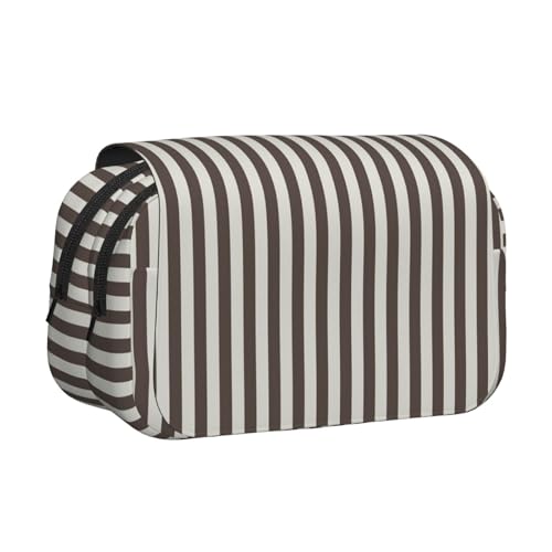 EZDLOWVBA Federmäppchen mit braunem Streifendruck, großes Fassungsvermögen, Stifteetui mit 2 Fächern, Stifthalter, Organizer, Schreibwaren-Tasche von EZDLOWVBA