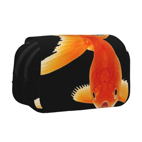 EZDLOWVBA Federmäppchen mit echtem Fischdruck, großes Fassungsvermögen, Stifteetui mit 2 Fächern, Stifthalter, Organizer, Schreibwaren-Tasche von EZDLOWVBA