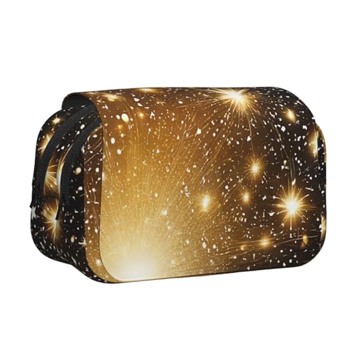 EZDLOWVBA Federmäppchen mit goldfarbenem Glitzer-Aufdruck, großes Fassungsvermögen, Stifteetui mit 2 Fächern, Stifthalter, Organizer, Schreibwaren-Tasche von EZDLOWVBA