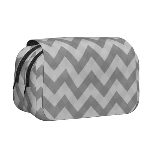 EZDLOWVBA Federmäppchen mit grauem Streifendruck, großes Fassungsvermögen, Stifteetui mit 2 Fächern, Stifthalter, Organizer, Schreibwaren-Tasche von EZDLOWVBA