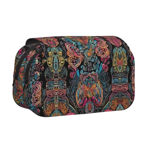 EZDLOWVBA Federmäppchen mit nativem Muster, großes Fassungsvermögen, Stifteetui mit 2 Fächern, Stifthalter, Organizer, Schreibwaren-Tasche von EZDLOWVBA