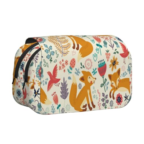 EZDLOWVBA Federmäppchen mit niedlichem Blumenmuster und Tiermuster, großes Fassungsvermögen, Federmäppchen mit 2 Fächern, Stifthalter, Organizer, Schreibwaren-Tasche EZDLOWVBA Federmäppchen mit niedlichem Blumenmuster und Tiermuster, großes Fassungsvermögen, Federmäppchen mit 2 Fächern, Stifthalter, Organizer, Schreibwaren-Tasche von EZDLOWVBA