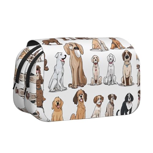 EZDLOWVBA Federmäppchen mit niedlichem Chihuahua-Mops-Muster, großes Fassungsvermögen, Stifteetui mit 2 Fächern, Stifthalter, Organizer, Schreibwaren-Tasche von EZDLOWVBA