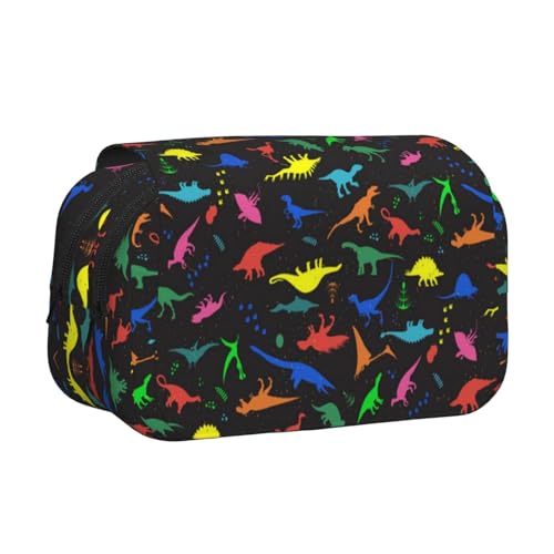 EZDLOWVBA Federmäppchen mit niedlichem Dinosa-Druck, großes Fassungsvermögen, Stifteetui mit 2 Fächern, Stifthalter, Organizer, Schreibwaren-Tasche von EZDLOWVBA