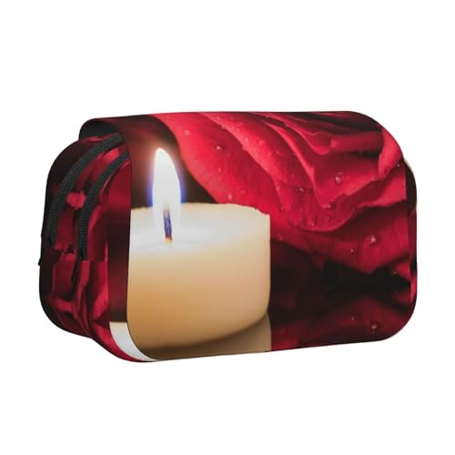 EZDLOWVBA Federmäppchen mit roter Rose und Kerzendruck, großes Fassungsvermögen, Stifteetui mit 2 Fächern, Stifthalter, Organizer, Schreibwaren-Tasche EZDLOWVBA Federmäppchen mit roter Rose und Kerzendruck, großes Fassungsvermögen, Stifteetui mit 2 Fächern, Stifthalter, Organizer, Schreibwaren-Tasche von EZDLOWVBA