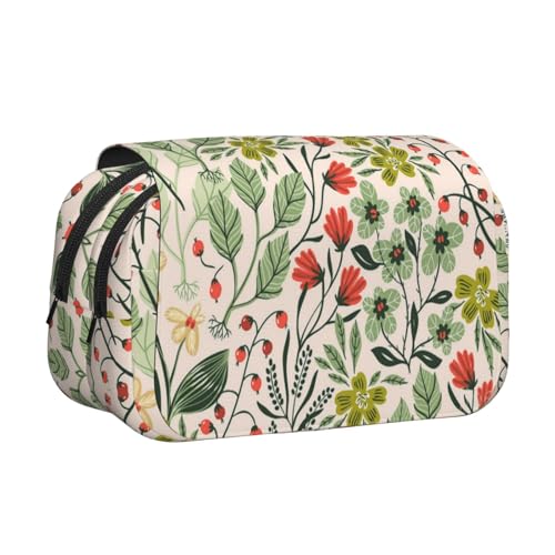 EZDLOWVBA Federmäppchen mit schönem Blumendruck, großes Fassungsvermögen, Stifteetui mit 2 Fächern, Stifthalter, Organizer, Schreibwaren-Tasche von EZDLOWVBA