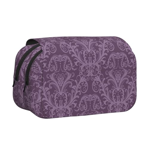 EZDLOWVBA Federmäppchen mit violettem Aufdruck, großes Fassungsvermögen, Federmäppchen mit 2 Fächern, Stifthalter, Organizer, Schreibwaren-Tasche von EZDLOWVBA