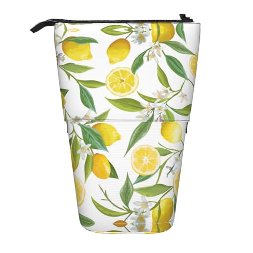 EZDLOWVBA Frische Tropische Zitronen Druck Schreibwaren Tasche für Jungen & Mädchen Ständer Bleistifthalter Reißverschluss Federmäppchen Teleskopkoffer Studenten & Büro Mittelschule von EZDLOWVBA