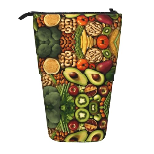 EZDLOWVBA Frisches Gemüse Druck Schreibwaren Tasche für Jungen & Mädchen Ständer Bleistifthalter Reißverschluss Federmäppchen Teleskopkoffer Studenten & Büro Mittelschule von EZDLOWVBA