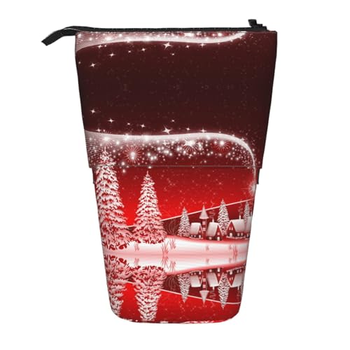 EZDLOWVBA Frohe Weihnachten Schneesterne Druck Schreibwaren Tasche für Jungen & Mädchen Ständer Bleistifthalter Reißverschluss Federmäppchen Teleskopkoffer Studenten & Büro Mittelschule von EZDLOWVBA