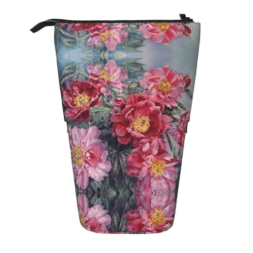 EZDLOWVBA Frühlingsblumen-Druck-Schreibwaren-Tasche für Jungen & Mädchen, Ständer Stifthalter, Reißverschluss Federmäppchen, Teleskop-Etui, Studenten & Büro Mittelschule von EZDLOWVBA