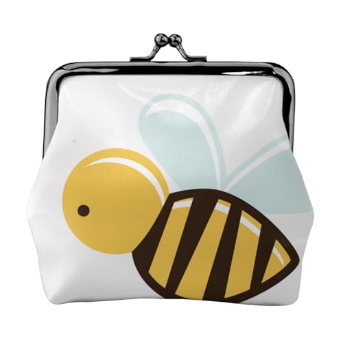 EZDLOWVBA Geldbörse mit Cartoon-Druck, Doppelverschluss, Metallrahmen, Leder, Kussschloss, Kleingeldtasche, Geldbörse für Damen, mit Schlüssel, kleine Geldbörsen, Schwarz , Einheitsgröße von EZDLOWVBA