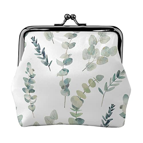 EZDLOWVBA Geldbörse mit doppeltem Verschluss, Metallrahmen, Leder, Kussschloss, Kleingeldtasche, Geldbörse für Damen, mit Schlüssel, Weiß, Schwarz , Einheitsgröße von EZDLOWVBA