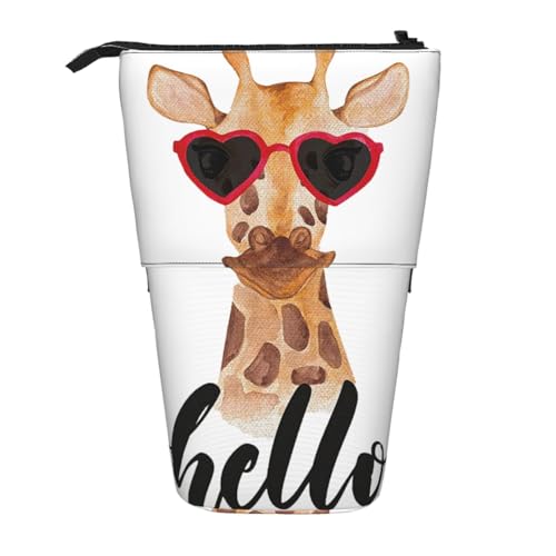 EZDLOWVBA Giraffe Druck Schreibwaren Tasche für Jungen & Mädchen Ständer Bleistifthalter Reißverschluss Federmäppchen Teleskopkoffer Studenten & Büro Mittelschule von EZDLOWVBA