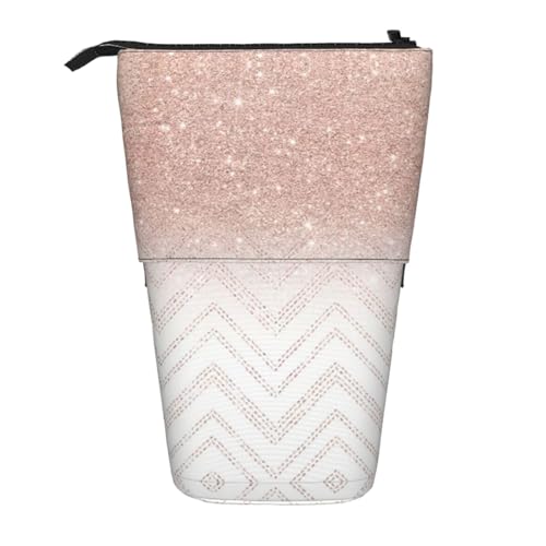 EZDLOWVBA Glitzernde, hübsche Musterdruck-Schreibwaren-Tasche für Jungen und Mädchen, Stand-Bleistifthalter, Reißverschluss-Federmäppchen, Teleskop-Etui, Studenten & Büro, Mittelschule von EZDLOWVBA