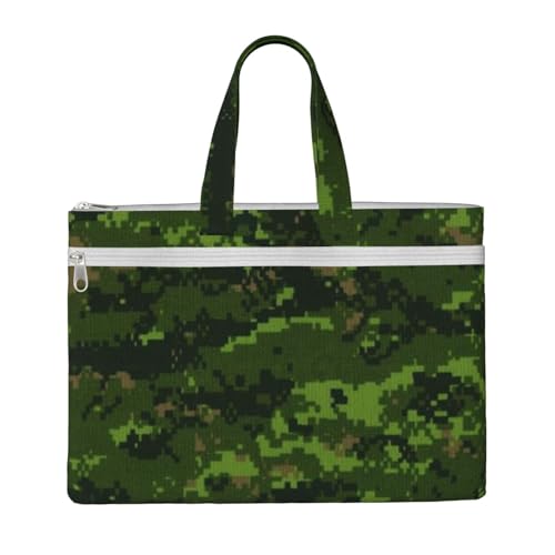 EZDLOWVBA Green Army Digital Camouflage Print Canvas Tote File Bag Suitable For Studying, Traveling, Commuting, Etc. von EZDLOWVBA