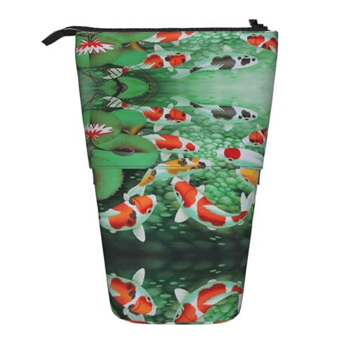 EZDLOWVBA HD Japanischer roter Karpfenfisch Druck Schreibwaren Tasche für Jungen & Mädchen Ständer Bleistifthalter Reißverschluss Federmäppchen Teleskopkoffer Studenten & Büro Mittelschule von EZDLOWVBA
