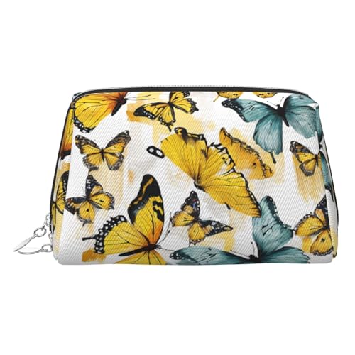 EZDLOWVBA Handgezeichnete Kosmetiktasche mit Schmetterlings-Druck, für Damen, mit Reißverschluss, Make-up-Tasche, Kulturbeutel, leichte Leder-Make-up-Tasche, silber, Einheitsgröße EZDLOWVBA Handgezeichnete Kosmetiktasche mit Schmetterlings-Druck, für Damen, mit Reißverschluss, Make-up-Tasche, Kulturbeutel, leichte Leder-Make-up-Tasche, silber, Einheitsgröße von EZDLOWVBA