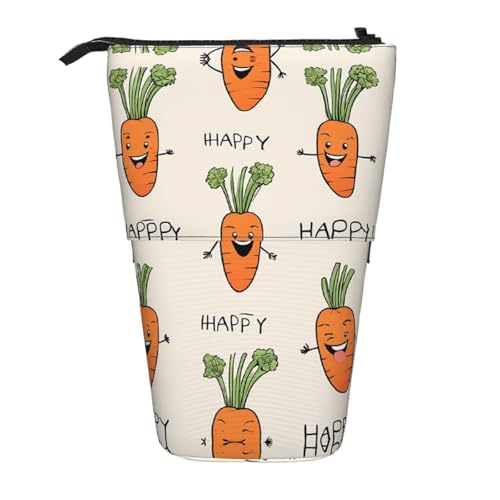 EZDLOWVBA Happy Carrot Print Schreibwaren Tasche für Jungen & Mädchen Ständer Bleistifthalter Reißverschluss Federmäppchen Teleskopkoffer Studenten & Büro Mittelschule von EZDLOWVBA