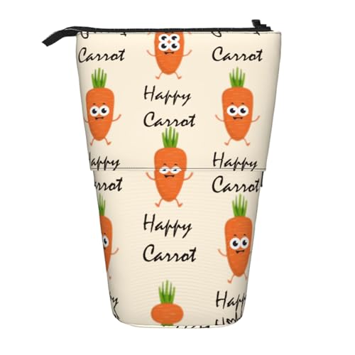 EZDLOWVBA Happy Carrot Print Schreibwaren Tasche für Jungen & Mädchen Ständer Bleistifthalter Reißverschluss Federmäppchen Teleskopkoffer Studenten & Büro Mittelschule von EZDLOWVBA