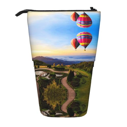 EZDLOWVBA Heißluftballon Druck Schreibwaren Tasche für Jungen & Mädchen Ständer Bleistifthalter Reißverschluss Federmäppchen Teleskopkoffer Studenten & Büro Mittelschule von EZDLOWVBA