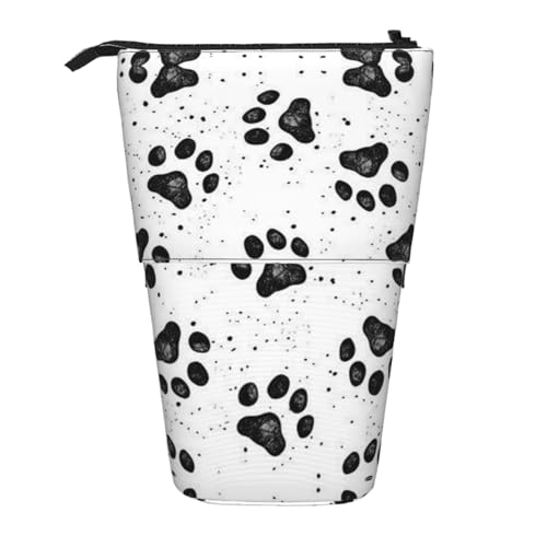 EZDLOWVBA Hundepfotenmuster Druck Schreibwaren Tasche für Jungen & Mädchen Ständer Bleistifthalter Reißverschluss Federmäppchen Teleskopkoffer Studenten & Büro Mittelschule von EZDLOWVBA