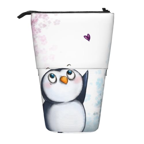 EZDLOWVBA I Love Penguins Druck Schreibwarentasche für Jungen & Mädchen Ständer Bleistifthalter Reißverschluss Federmäppchen Teleskopkoffer Studenten & Büro Mittelschule von EZDLOWVBA