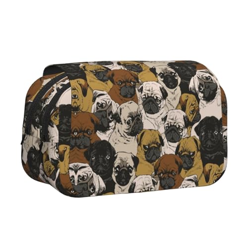 EZDLOWVBA Imagen De Mops Federmäppchen, großes Fassungsvermögen, Stifteetui mit 2 Fächern, Stifthalter, Organizer, Schreibwaren-Tasche EZDLOWVBA Imagen De Mops Federmäppchen, großes Fassungsvermögen, Stifteetui mit 2 Fächern, Stifthalter, Organizer, Schreibwaren-Tasche von EZDLOWVBA