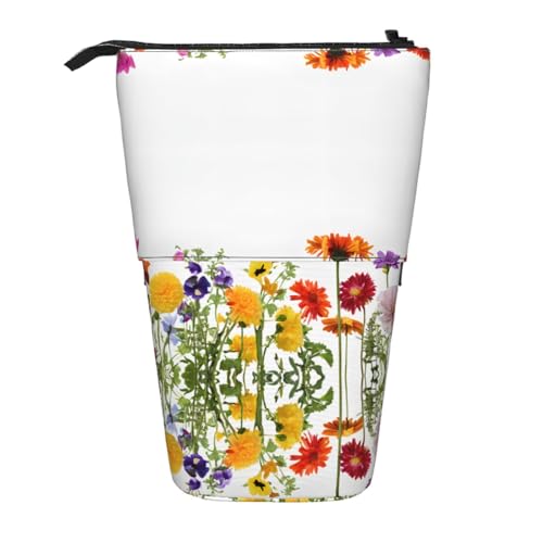 EZDLOWVBA Iris Blume Schmetterling Druck Schreibwaren Tasche für Jungen & Mädchen Ständer Bleistifthalter Reißverschluss Federmäppchen Teleskop Etui Studenten & Büro Mittelschule von EZDLOWVBA