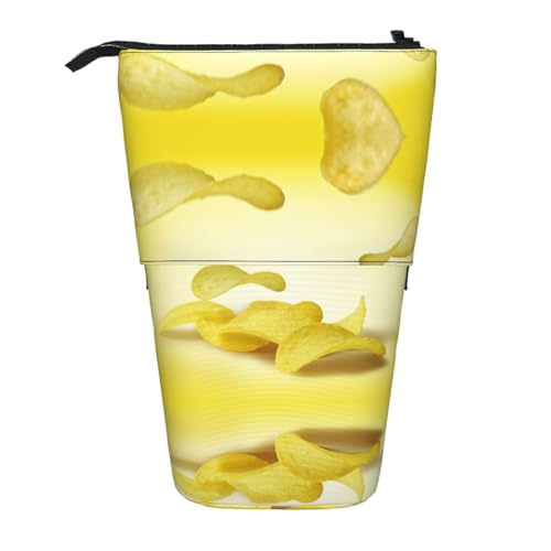 EZDLOWVBA Kartoffelchips Druck Schreibwaren Tasche für Jungen & Mädchen Ständer Bleistifthalter Reißverschluss Federmäppchen Teleskopkoffer Studenten & Büro Mittelschule von EZDLOWVBA