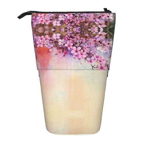 EZDLOWVBA Kirsche Druck Schreibwaren Tasche für Jungen & Mädchen Ständer Bleistifthalter Reißverschluss Federmäppchen Teleskopkoffer Studenten & Büro Mittelschule von EZDLOWVBA