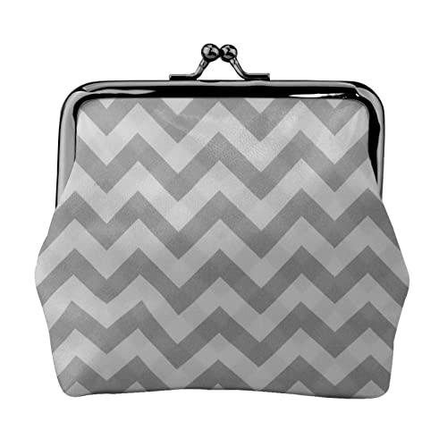 EZDLOWVBA Kleingeldtasche mit grauem Streifendruck, Doppelverschluss, Metallrahmen, Leder, Kussschloss, Geldbörse für Damen, mit Schlüssel, kleine Geldbörsen, Schwarz , Einheitsgröße von EZDLOWVBA