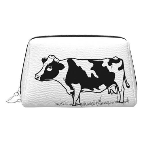 EZDLOWVBA Kosmetiktasche für Damen, Kuh in Schwarz und Weiß, mit Reißverschluss, Make-up-Tasche, Kulturbeutel, leichte Leder-Make-up-Tasche, silber, Einheitsgröße EZDLOWVBA Kosmetiktasche für Damen, Kuh in Schwarz und Weiß, mit Reißverschluss, Make-up-Tasche, Kulturbeutel, leichte Leder-Make-up-Tasche, silber, Einheitsgröße von EZDLOWVBA