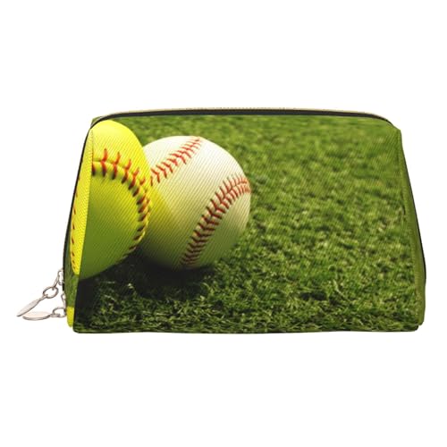 EZDLOWVBA Kosmetiktasche für Damen, Motiv: Gras, Baseball, Softball-Druck, Reißverschluss, Make-up-Tasche, Kulturbeutel, leichte Leder-Make-up-Tasche, gold, Einheitsgröße EZDLOWVBA Kosmetiktasche für Damen, Motiv: Gras, Baseball, Softball-Druck, Reißverschluss, Make-up-Tasche, Kulturbeutel, leichte Leder-Make-up-Tasche, gold, Einheitsgröße von EZDLOWVBA