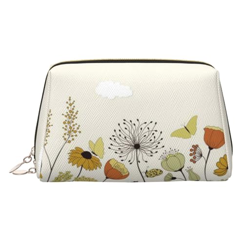 EZDLOWVBA Kosmetiktasche für Damen, Motiv: Henne fliegende Schmetterlinge unter Blumen, Reißverschluss, Make-up-Tasche, Kulturbeutel, leichte Leder-Make-up-Tasche, gold, Einheitsgröße EZDLOWVBA Kosmetiktasche für Damen, Motiv: Henne fliegende Schmetterlinge unter Blumen, Reißverschluss, Make-up-Tasche, Kulturbeutel, leichte Leder-Make-up-Tasche, gold, Einheitsgröße von EZDLOWVBA